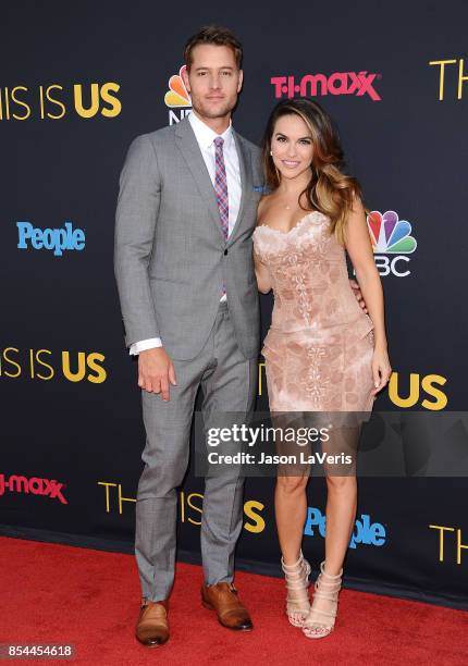 Actor Justin Hartley and actress Chrishell Stause attend the season 2 premiere of "This Is Us" at NeueHouse Hollywood on September 26, 2017 in Los...