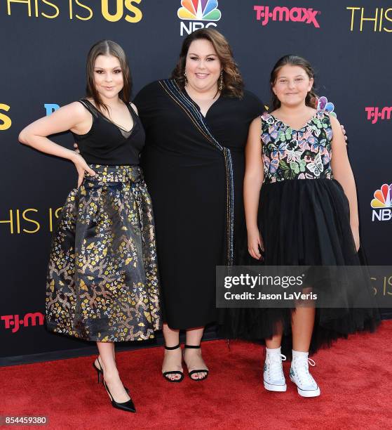 Actresses Hannah Zeile, Chrissy Metz and Mackenzie Hancsicsak attend the season 2 premiere of "This Is Us" at NeueHouse Hollywood on September 26,...