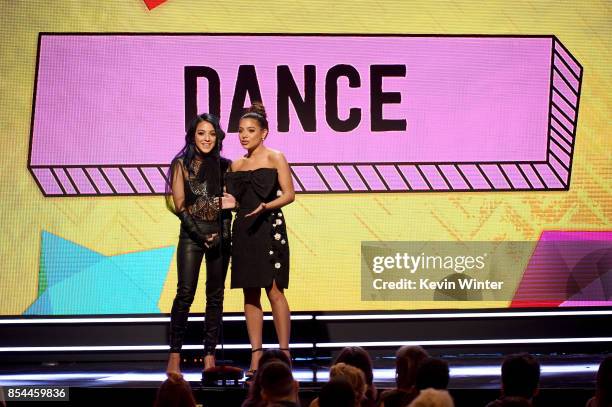 Niki DeMartino and Gabi DeMartino onstage during the 2017 Streamy Awards at The Beverly Hilton Hotel on September 26, 2017 in Beverly Hills,...