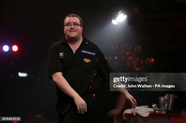 Stephen Bunting looks dejected during the BDO World Championships Final at the Lakeside Complex, Surrey.