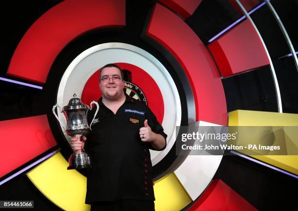 Stephen Bunting celebrates winning the BDO World Championships Final at the Lakeside Complex, Surrey.