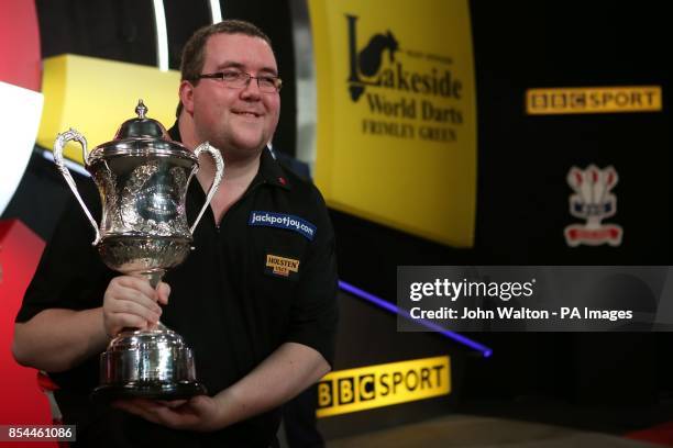 Stephen Bunting celebrates winning the BDO World Championships Final at the Lakeside Complex, Surrey.