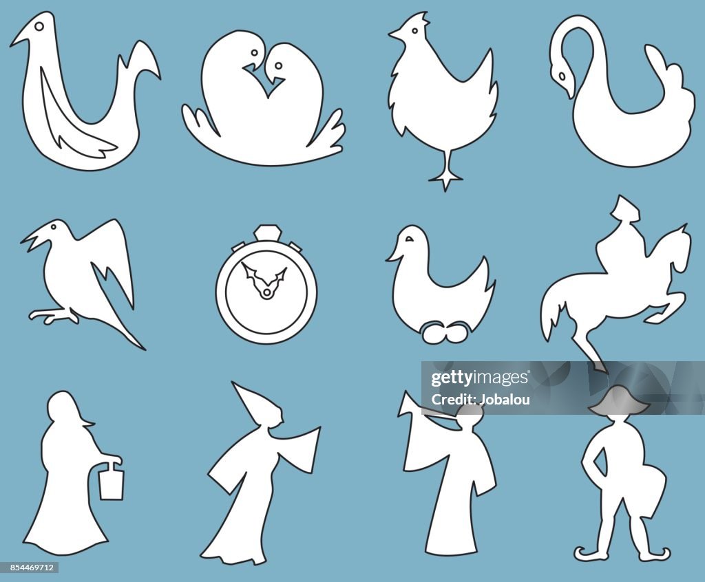 Set Simple Christmas Drawings