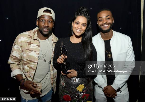 DeStorm Power, Lilly Singh, and King Bach at the 2017 Streamy Awards at The Beverly Hilton Hotel on September 26, 2017 in Beverly Hills, California.