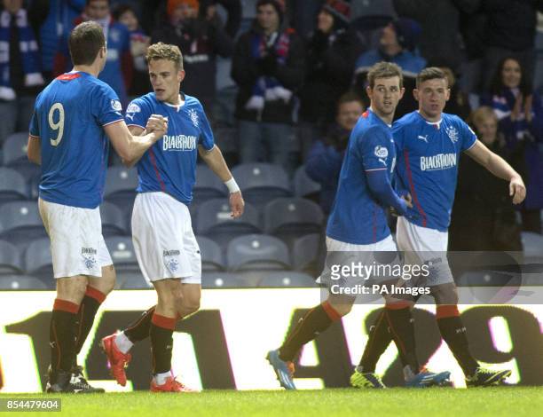 Rangers' Dean Shiels celebrates his second goal against Dunfermline Athletic during the Scottish Cup match at Ibrox Stadium, Glasgow.