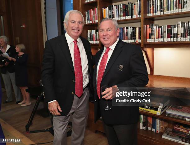 Professional golfers Curtis Strange and Lanny Wadkins attend the 2017 World Golf Hall of Fame Induction Ceremony on September 26, 2017 in New York...