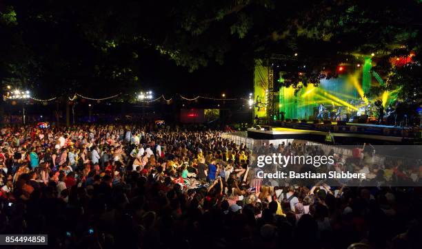 packed parkway sees acts and fireworks at free independence day concert - independence day concert stock pictures, royalty-free photos & images