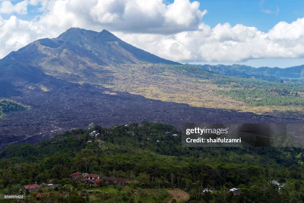 View of Mount Batur in Bali from province of Kintamani