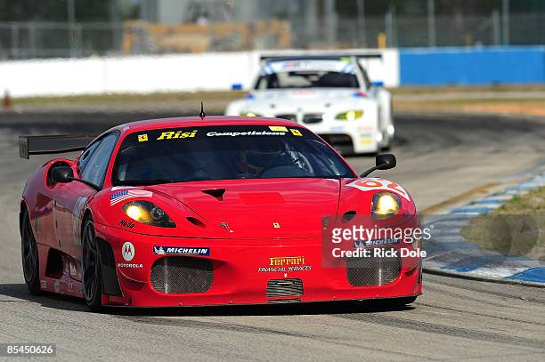 Pierre Kaffer of Germany drives the Risi Competizione Ferrari 430 GT during ALMS open testing in preparation for the 12 Hours of Sebring at Sebring...