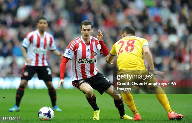 Sunderland's Adam Johnson and Crystal Palace's Joe Ledley battle for the ball