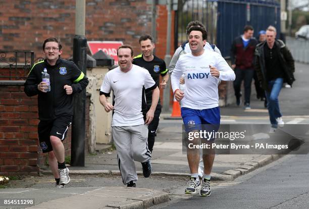 Andy Burnham MP running from his home in Leigh, to Goodison Park as part of his training for the London marathon.