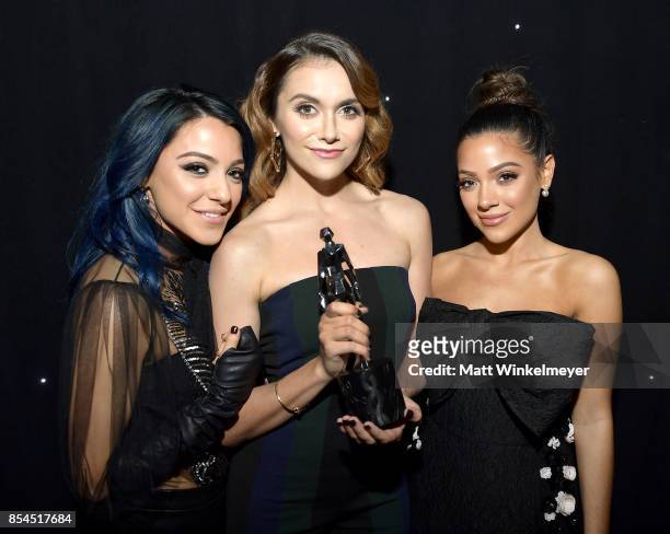 Niki DeMartino, Alyson Stoner and Gabi DeMartino at the 2017 Streamy Awards at The Beverly Hilton Hotel on September 26, 2017 in Beverly Hills,...