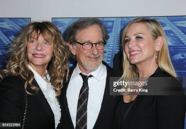 Actress Kate Capshaw, husband director Steven Spielberg and daughter actress Jessica Capshaw attend the premiere of HBO's 'Spielberg' at Paramount...