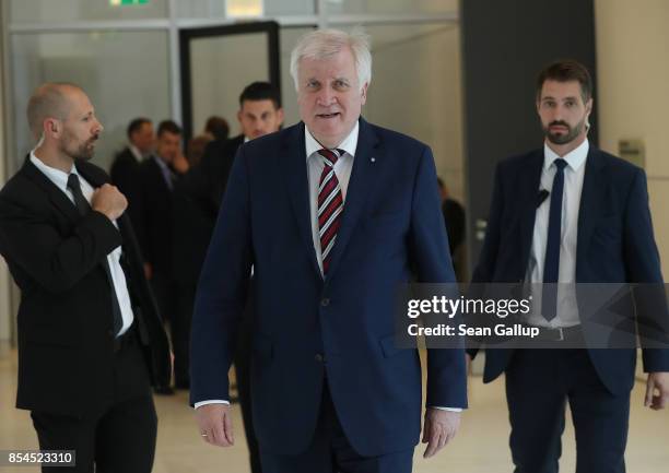 Bavarian Governor and leader of the Bavarian Christian Democrats Horst Seehofer takes a break during a meeting of the CSU and German Christian...