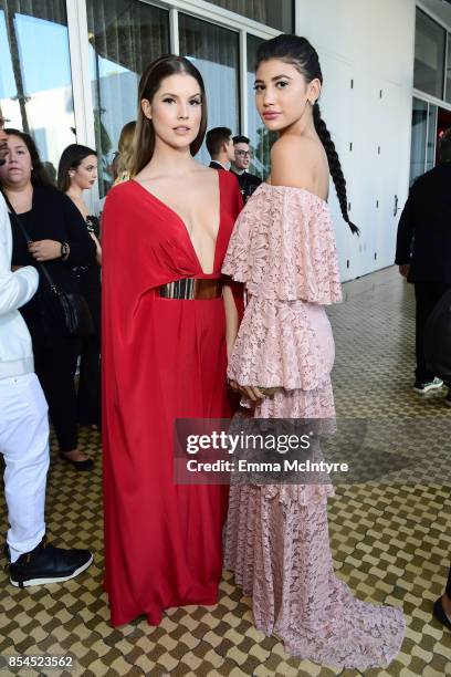 Amanda Cerny and Abla Sofy at the 2017 Streamy Awards at The Beverly Hilton Hotel on September 26, 2017 in Beverly Hills, California.