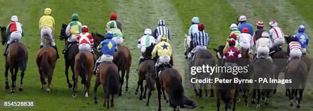 Previously unissued image of a false start ahead of the Crabbie's Grand National Race at Aintree Racecourse, Liverpool. PRESS ASSOCIATION Photo....