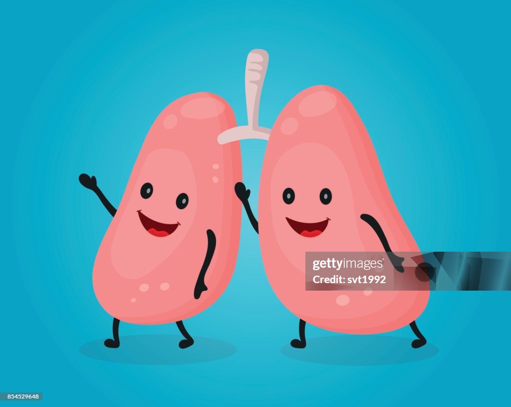 Happy Fun Cute Lungs Vector Flat Cartoon High-Res Vector Graphic - Getty  Images
