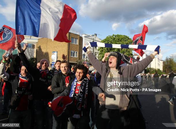 Paris Saint-Germain fans make their way to the ground