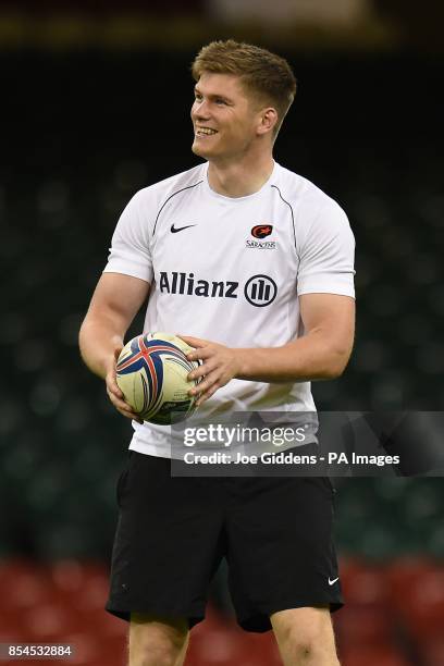 Saracen's Owen Farrell during a training session at the Millennium Stadium, Cardiff.