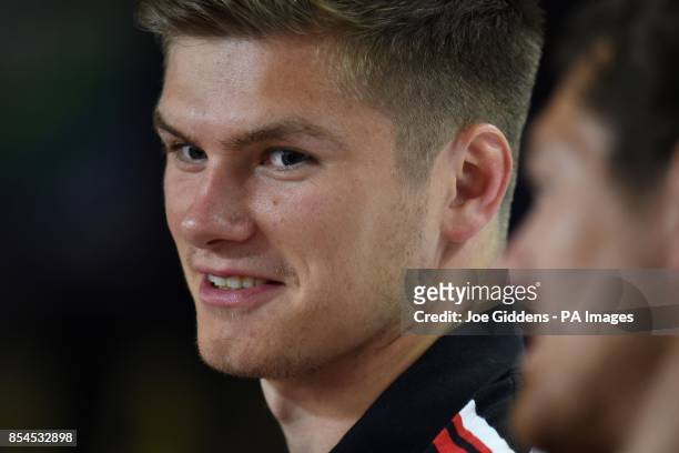 Saracen's Owen Farrell during a press conference at the Millennium Stadium, Cardiff.