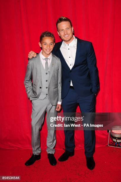 Joe-Warren Plant and Matthew Wolfenden arriving for the 2014 British Soap Awards at The Hackney Empire, 291 Mare St, London.