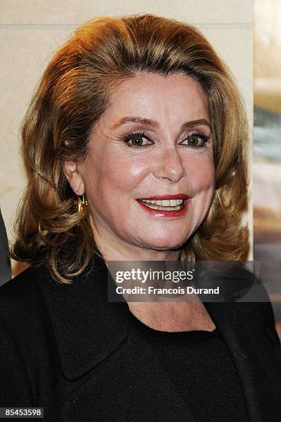 French actress Catherine Deneuve attends "La fille RER" Premiere on March 16, 2009 at La Cinematheque in Paris, France