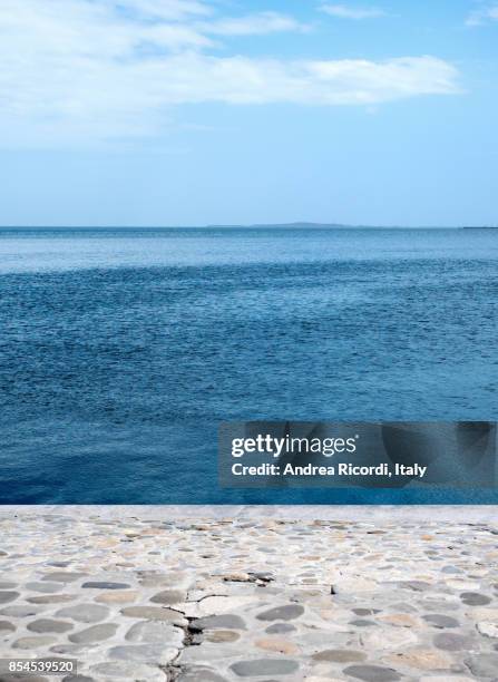 caspian sea : minimal seascape, baku seafront, azerbaijan - caspian sea stock pictures, royalty-free photos & images
