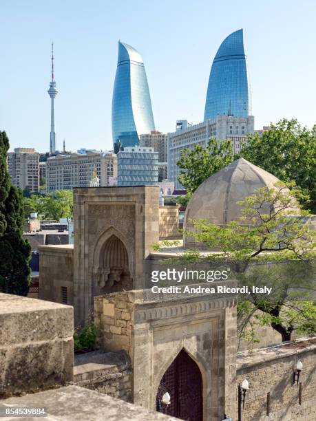 old and modern architecture of baku, azerbaijan - baku 2017 stock pictures, royalty-free photos & images