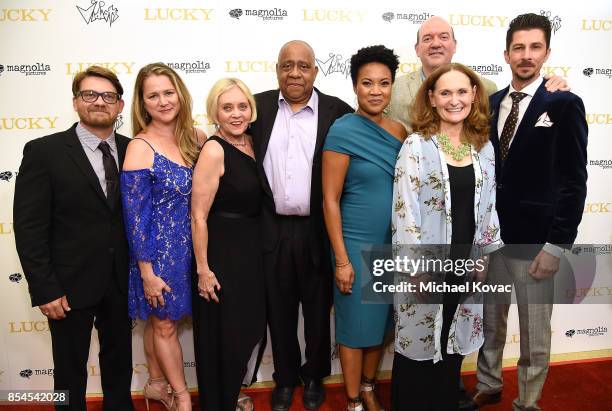 Writer Logan Sparks, guest, actors Pam Sparks, Barry Shabaka Henley, Yvonne Huff Lee, Beth Grant, director John Carroll Lynch, and writer Drago...