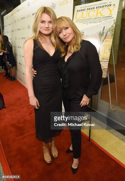 Actors Lorraine Nicholson and Rebecca De Mornay attend the Los Angeles premiere of 'Lucky' at Linwood Dunn Theater on September 26, 2017 in Los...