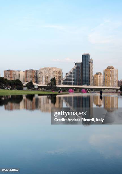 baku modern skyline, azerbaijan - baku skyline stock pictures, royalty-free photos & images