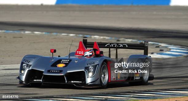 Lucas Luhr of Germany drives the Audi Sport Team Joest Audi R15 TDI during the ALMS open test in preparation for the 12 Hours of Sebring at Sebring...