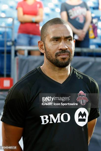 Toronto FC assistant coach Robin Fraser during a match between the New England Revolution and Toronto FC on September 23. 2017, at Gillette Stadium...