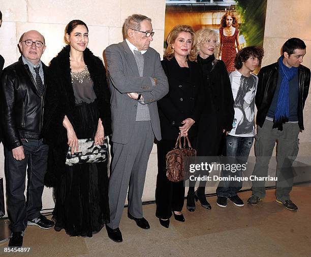 Michel Blanc, Ronit Elkabetz, Andre Techine, Catherine Deneuve and Mathieu Demy attend "La fille RER" Premiere on March 16, 2009 at La Cinematheque...