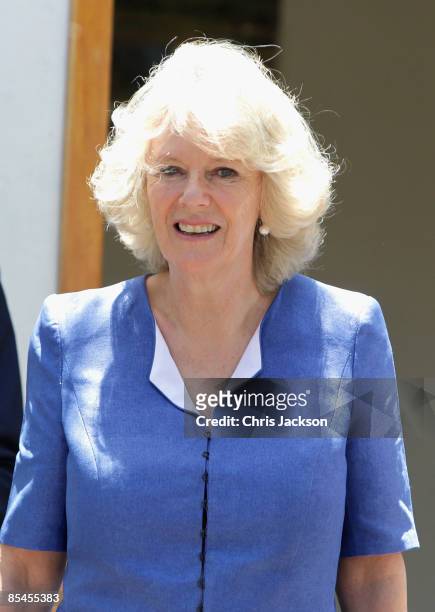 Camilla, Duchess of Cornwall smiles during a tour of the Darwin Research Station on Santa Cruz Island on March 16, 2009 in Galapagos, Ecuador. The...