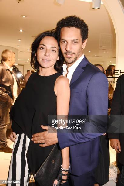 Tomer Sisley and his wife Sandra Zeitoun attend the E-Mehari X Courreges Cocktail Exhibition as part of the Paris Fashion Week Womenswear...