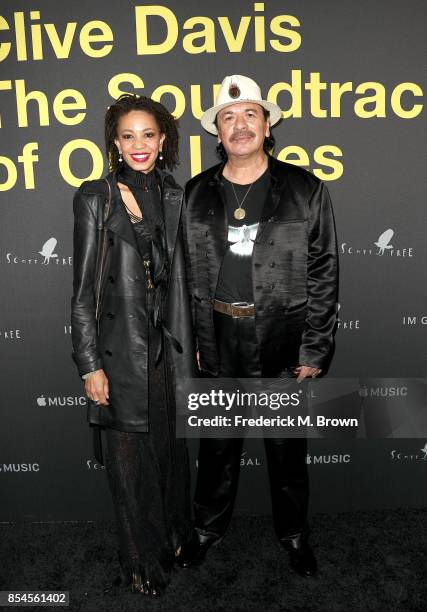 Cindy Blackman and Carlos Santana attend the Apple Music Los Angeles Premiere Of "Clive Davis: The Soundtrack Of Our Lives" at Pacific Design Center...