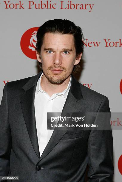 Actor Ethan Hawke attends the 2009 Young Lions Fiction Awards at the Celeste Bartos Forum at The New York Public Library on March 16, 2009 in New...