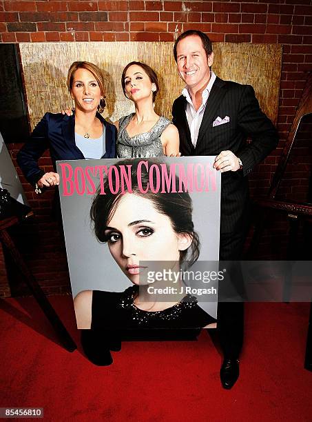 Eliza Dushku celebrates her Boston Common Magazine Cover with Tiffany Ortiz, wife of Red Sox star David Ortiz, and magazine publisher Glen Kelley and...