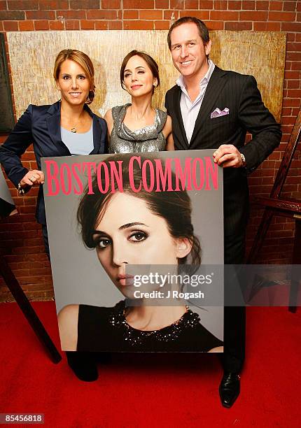 Eliza Dushku celebrates her Boston Common Magazine Cover with Tiffany Ortiz, wife of Red Sox star David Ortiz, and Boston Common Magazine publisher...