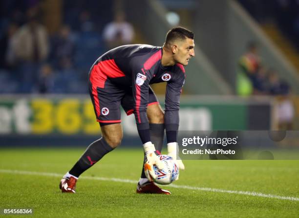 Reading's Vito Mannone during Sky Bet Championship match between Millwall against Reading at The Den, London on 26 Sept 2017