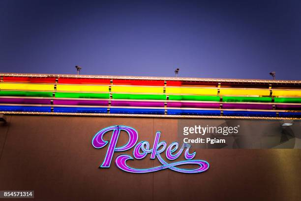 neon lights of the rainbow casino in west wendover nevada - wendover stock pictures, royalty-free photos & images