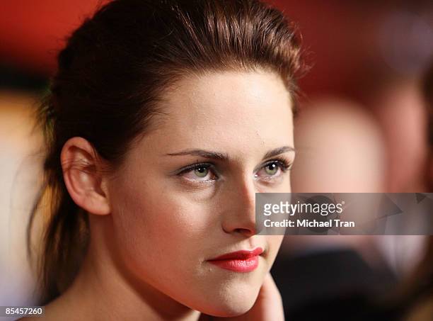 Actress Kristen Stewart arrives to the Los Angeles premiere of "Adventureland" held at Mann Chinese 6 Theaters on March 16, 2009 in Hollywood,...
