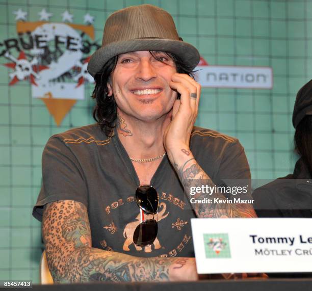 Tommy Lee of Motley Crue attend the Crue Fest 2 line up press conference at Fuse studios on March 16, 2009 in New York City.