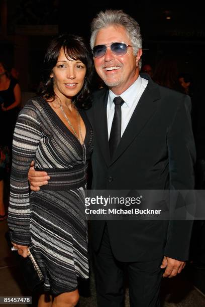 Lisa Luongo and singer Steve Tryell attend William Claxton's Memorial at the Bing Theatre at the Los Angeles County Museum of Art on March 16, 2009...
