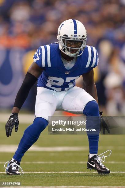 Nate Hairston of the Indianapolis Colts in action against the Cleveland Browns at Lucas Oil Stadium on September 24, 2017 in Indianapolis, Indiana.