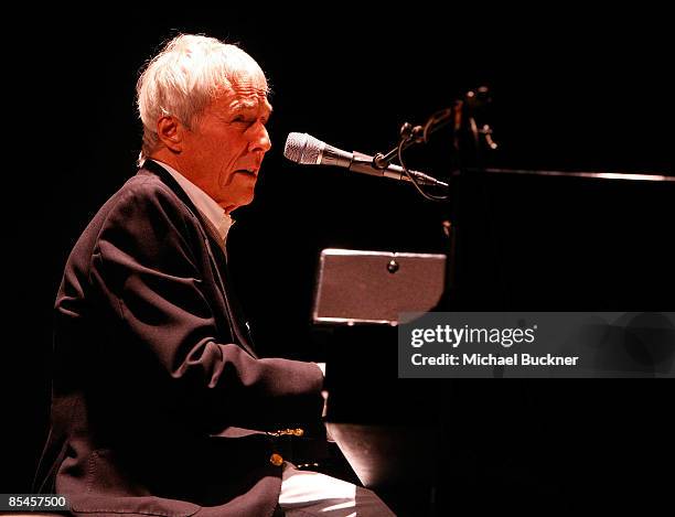 Singer Burt Bacharach performs at William Claxton's Memorial at the Bing Theatre at the Los Angeles County Museum of Art on March 16, 2009 in Los...