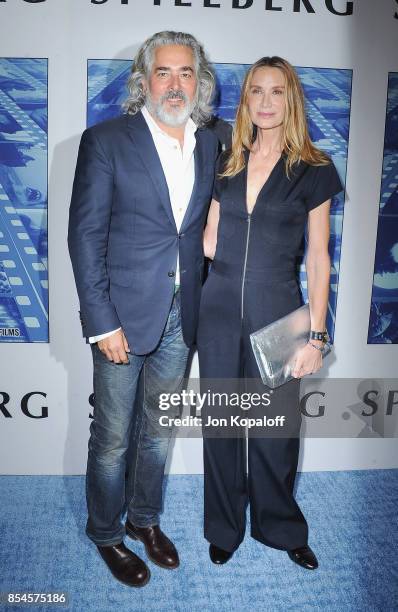 Mitch Glazer and Kelly Lynch arrive at the HBO Premiere "Spielberg" at Paramount Studios on September 26, 2017 in Hollywood, California.