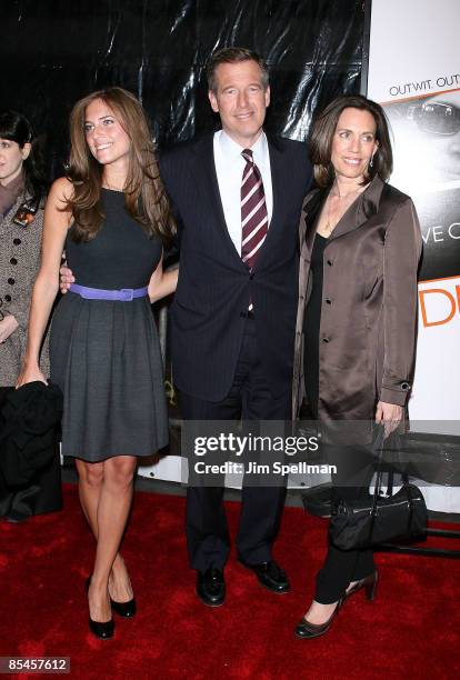 Anchor Brian Williams with his wife Jane Stoddard Williams and daughter Allison Williams attend the premiere of "Duplicity" at the Ziegfeld Theater...