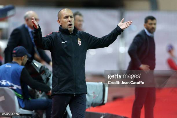 Coach of Monaco Leonardo Jardim, coach of FC Porto Sergio Conceicao during the UEFA Champions League group G match between AS Monaco and FC Porto at...
